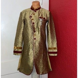 Victorian Elizabethan gold baroque velvety Aristocratic Smoking Jacket coat XL